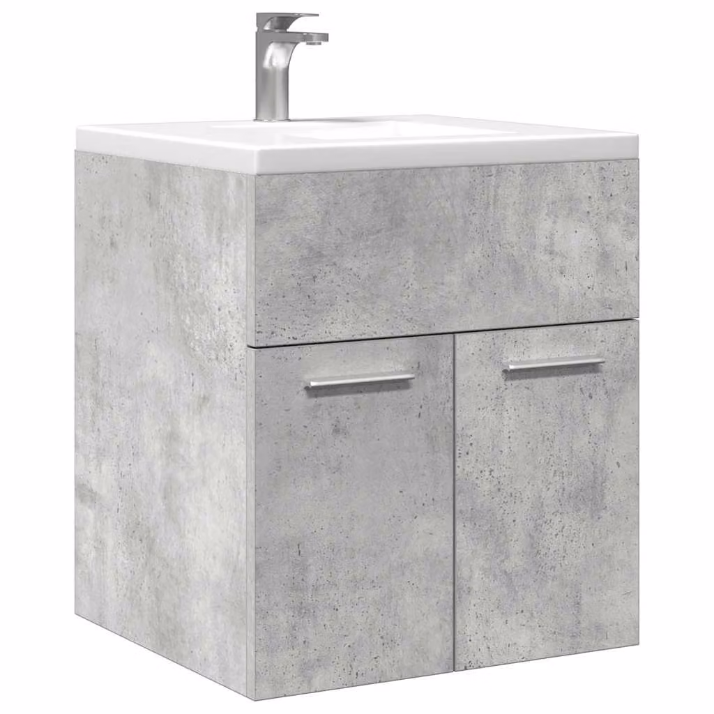Mobile Lavabo da Bagno vidaXL Grigio Cemento con Ante a Battente, Design Minimalista, L 41 cm x P 38,5 cm x H 46 cm