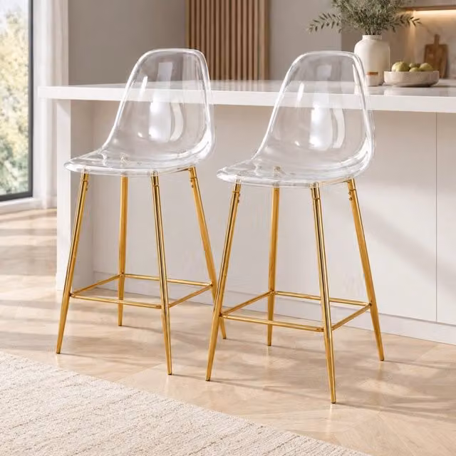 Set di 2 sgabelli da bar 51x45x102 cm oro trasparente, senza tavolo