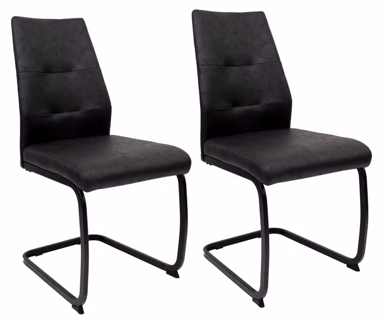 Sedie da pranzo moderne in pelle - sedie a sbalzo imbottite con robusta struttura in metallo - sedie girevoli di facile manutenzione con superficie traspirante,Colore:Nero;Quantità:2 pezzi.