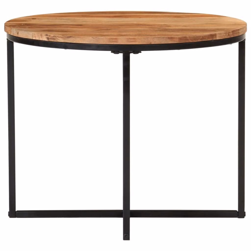 Tavolino 55x55x45 cm in legno massiccio di acacia e ferro