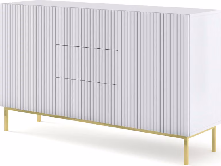 FURNLUX Credenza Ravenna B Bianco e Oro 150cm / Colore principale: Bianco / Dimensioni: 150 x 89 x 42 cm
