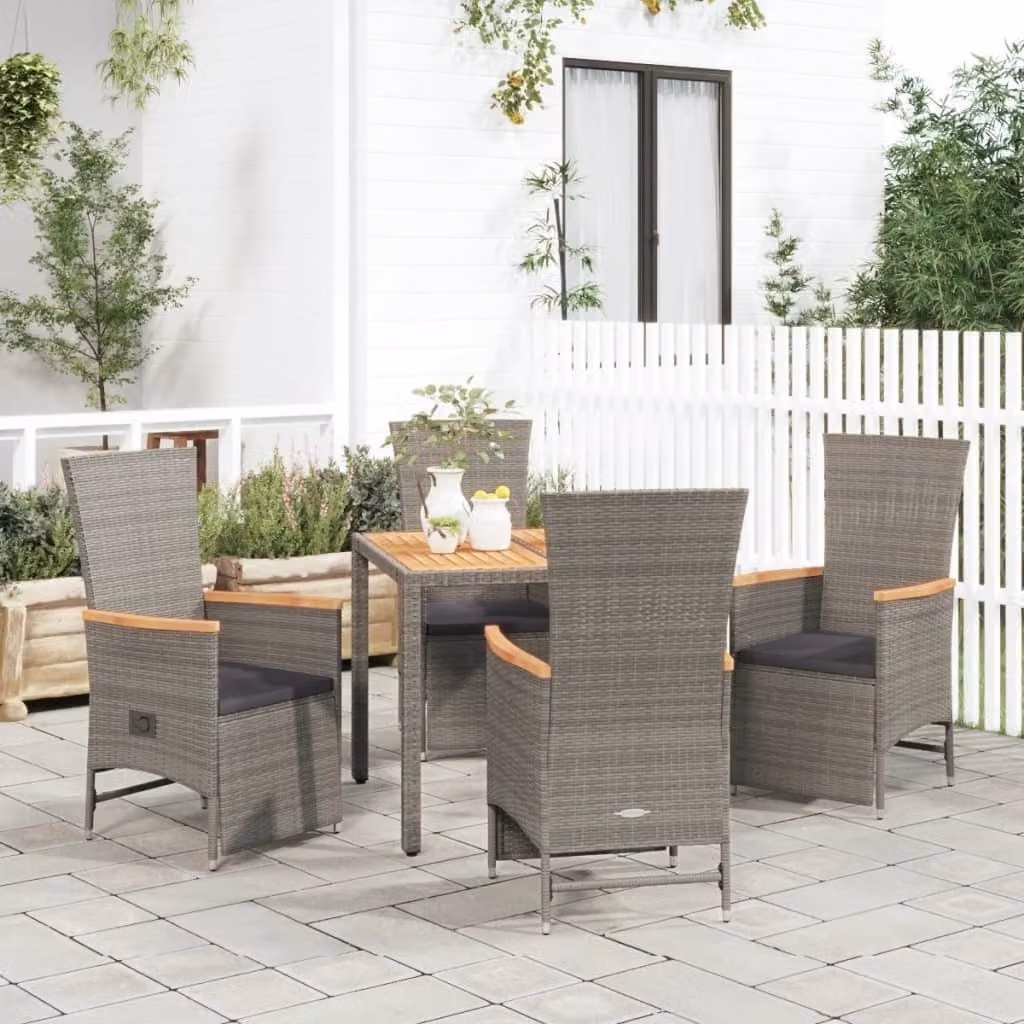 Maison Exclusive - Set da pranzo da giardino 5 pezzi con cuscini grigio in polyrattan