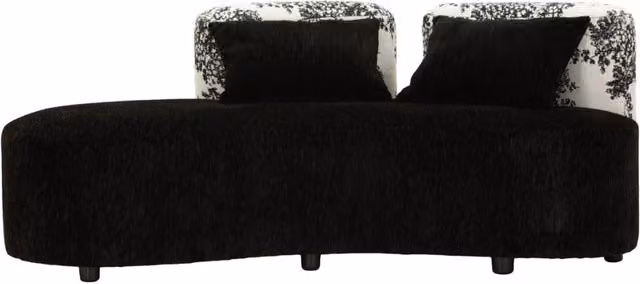 Divano due posti moderno KENDRA HOME con rivestimento in tessuto bicolore bianco e nero e design astratto
