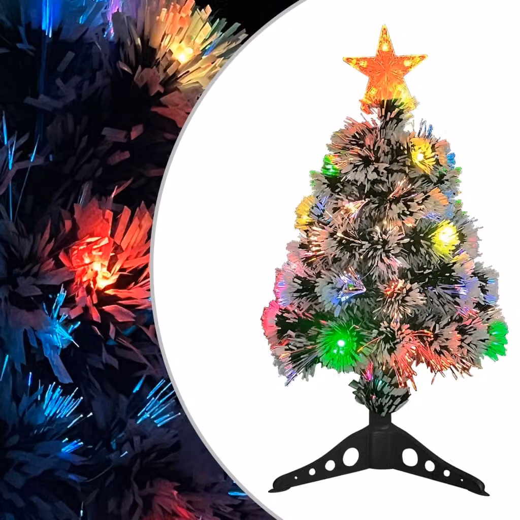 The Living Store Albero di Natale Artificiale LED Bianco e Blu 64 cm in fibra di vetro