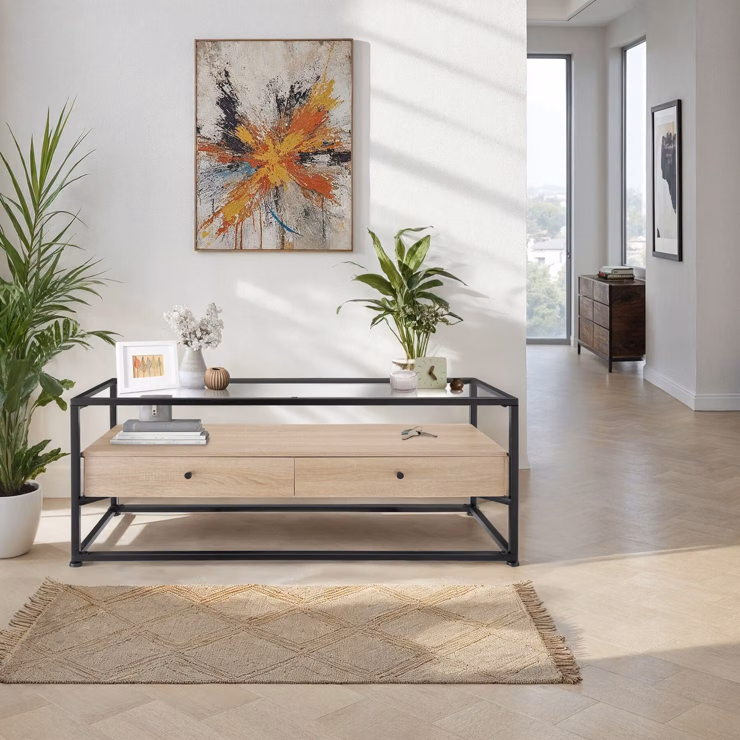 Credenza Maidenhead TecTake in stile industriale, rovere, marrone opaco, L: 121,5 cm, P: 41,5 cm, H: 50,5 cm – 2