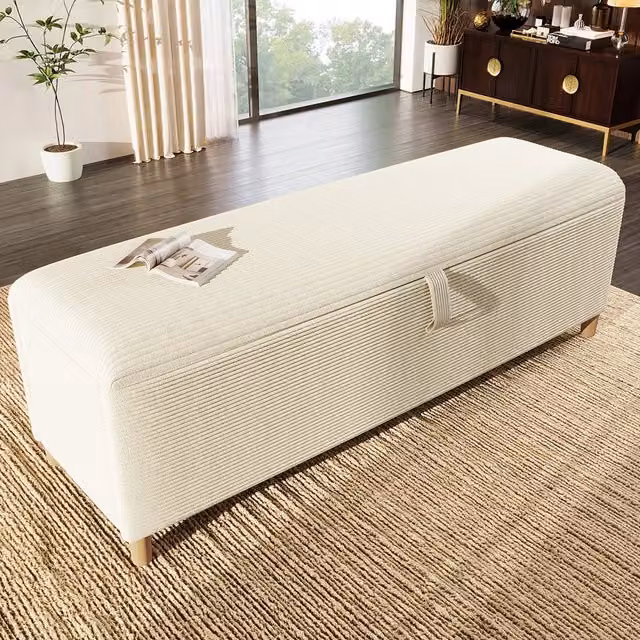 Banquette letto con contenitore Xylo beige in tessuto spigato L: 145 cm, P: 38 cm – 1