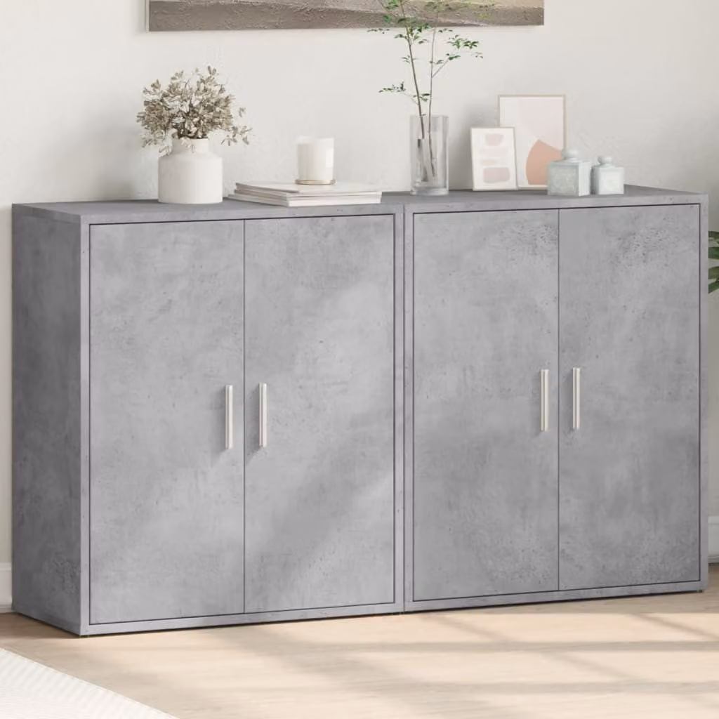 Set di 2 credenze moderne vidaXL in legno e MDF grigio per sala da pranzo L/P/H: 60 x 31 x 70 cm