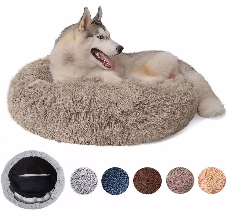 Cuccia ortopedica per cani, extra large, rotonda, lavabile, color beige chiaro, diametro 70 cm