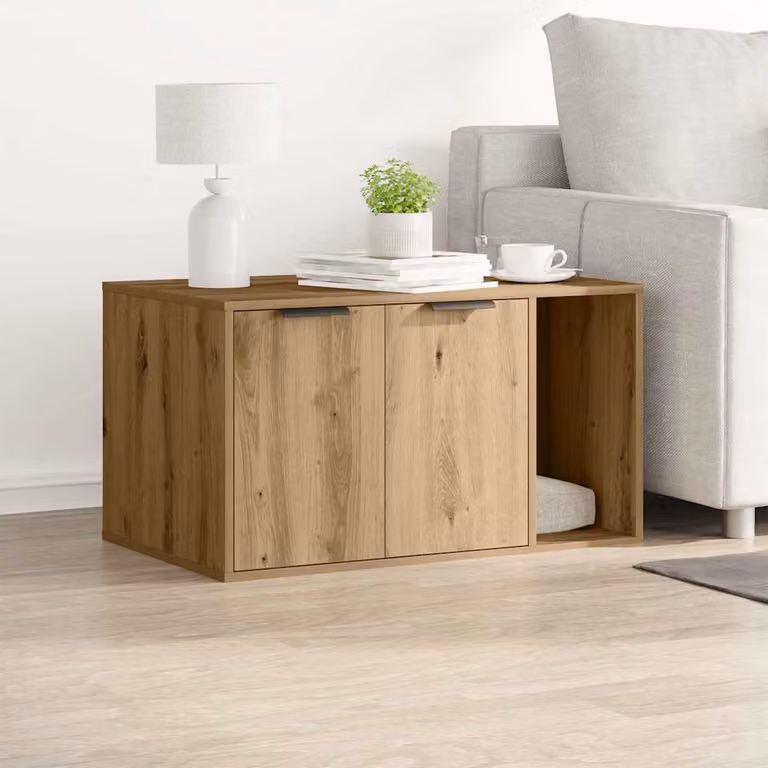 Recinto lettiera per gatti vidaXL in truciolato color rovere, L 80 cm x P 50 cm x H 45 cm