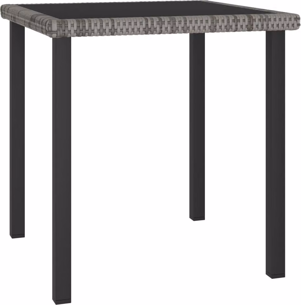 The Living Store Tavolo da pranzo da giardino grigio 70x70x73 cm Poly Rattan
