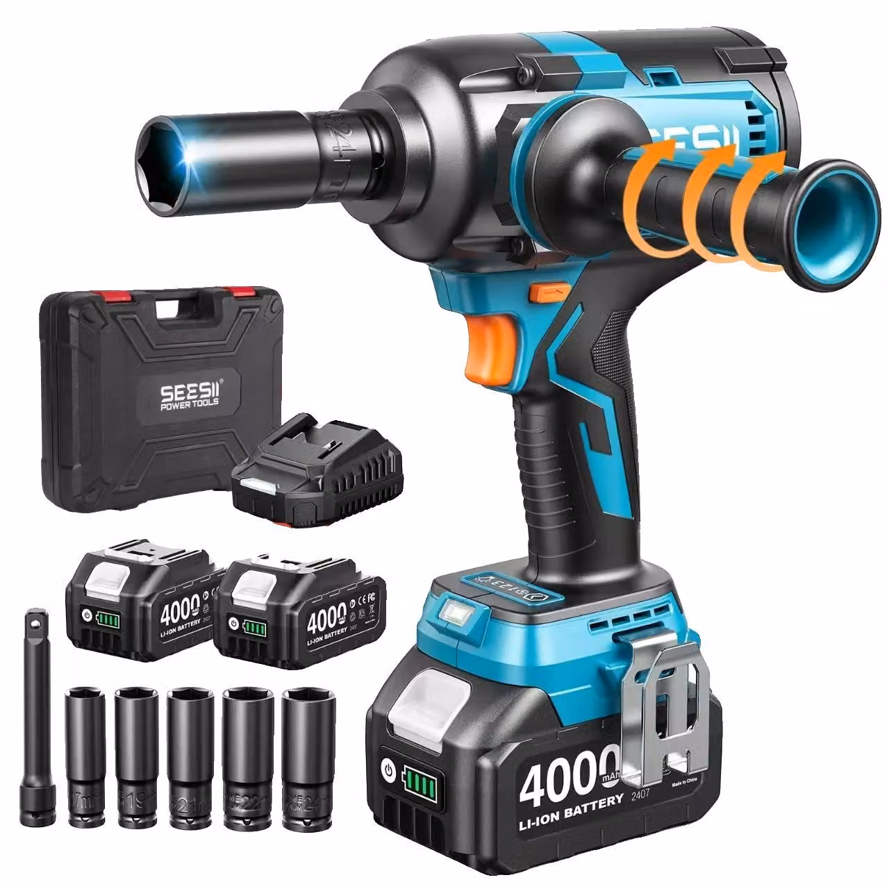 Avvitatore a impulsi, coppia di 1200 N·m, design senza fili, confezione da 1 con 2 batterie, senza spina