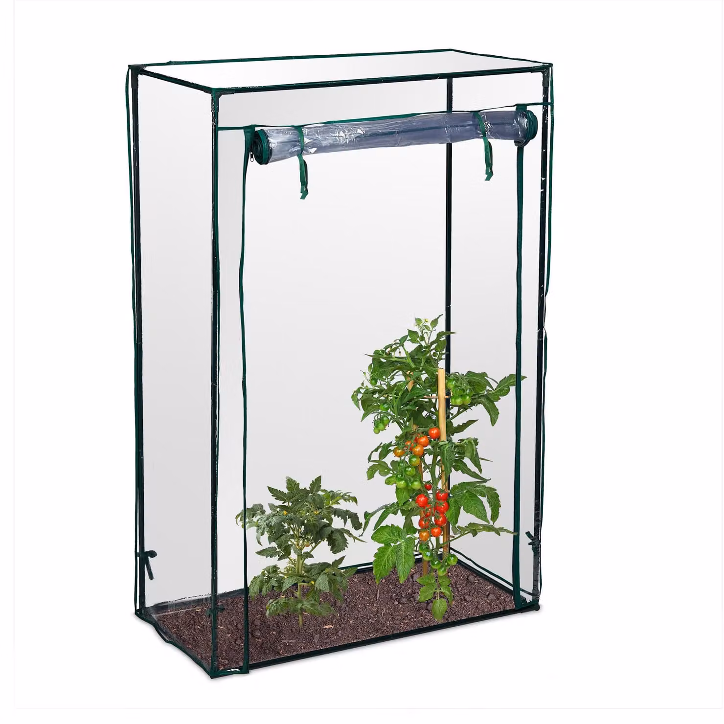 Serra per pomodori Relaxdays, giardino, balcone, serra in plastica per pomodori, HBT 150x100x50 cm, acciaio, telo in PVC, trasparente