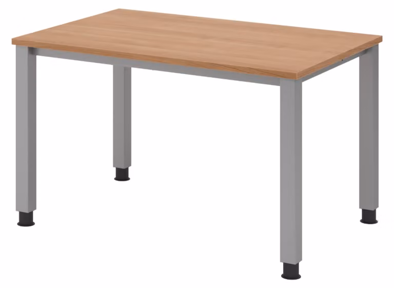 Scrivania bümö Serie Q - Struttura: argento, Dimensioni: 120 x 80 cm, Finitura: noce