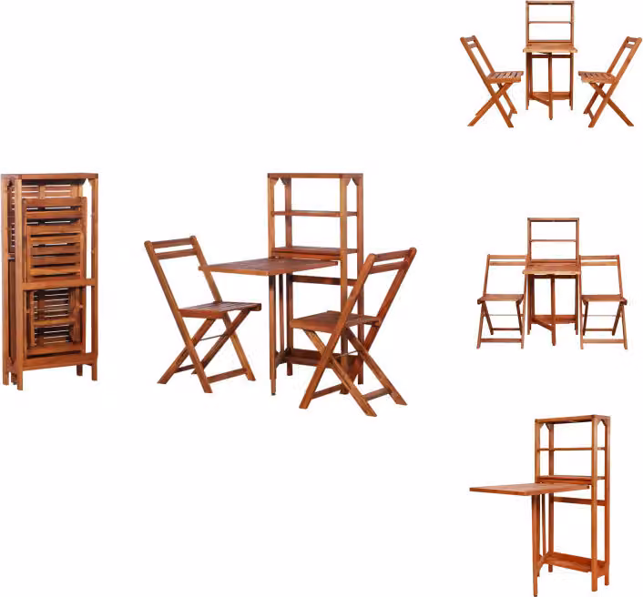 vidaXL Set bistrot 3 pezzi pieghevole in legno massiccio di acacia - Set di mobili da giardino