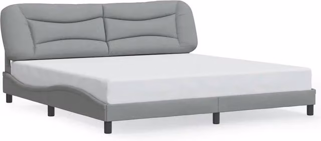 Letto matrimoniale | Letto per adulti | Giroletto senza Materasso Hvar Grigio Chiaro 200x200 cm Tessuto