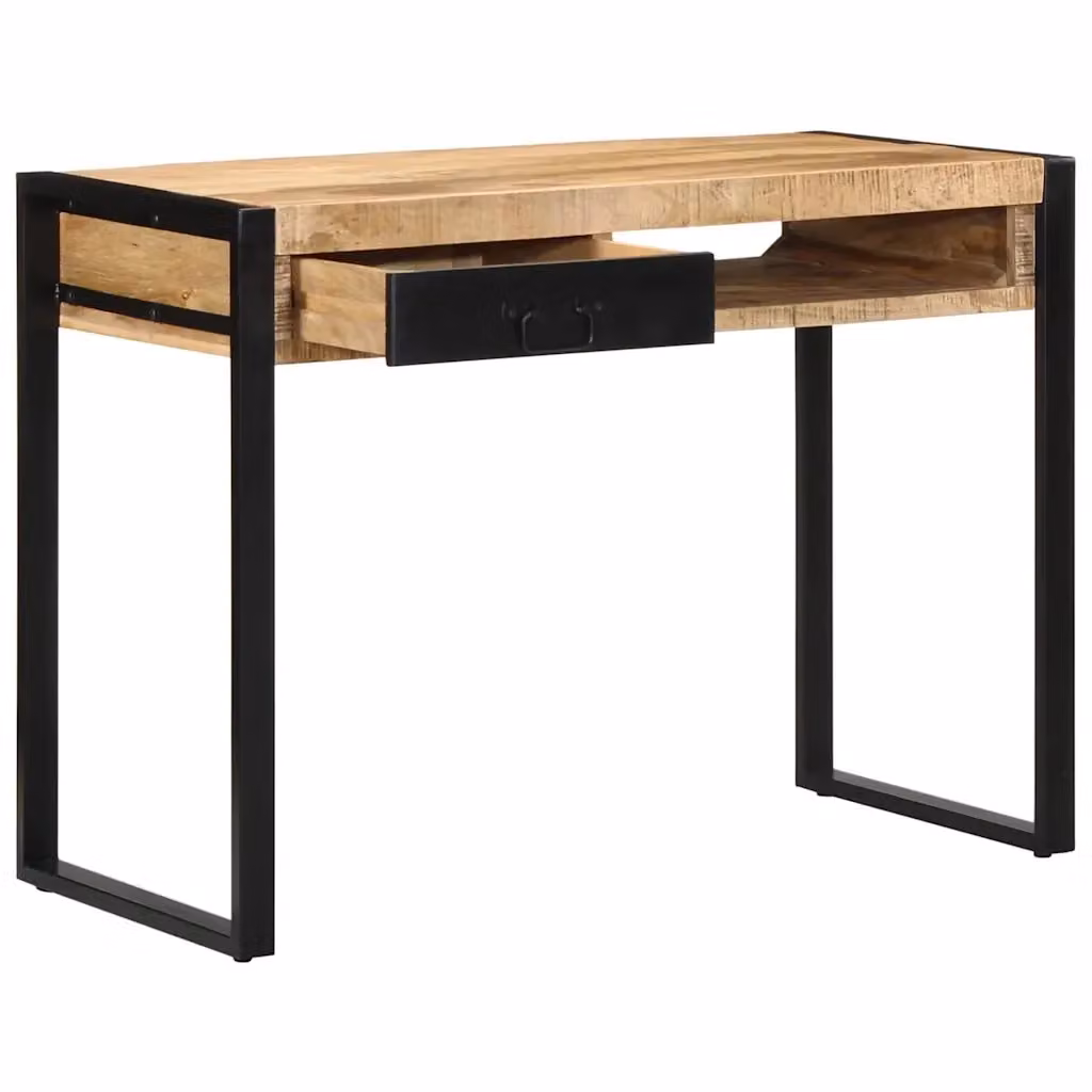 Scrivania in legno di mango e metallo stile industrial vidaXL, marrone, L 100 x P 50 x H 75 cm – 2