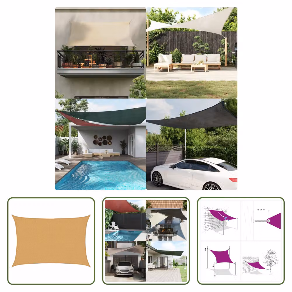 The Living Store Tenda da sole 160 g/m² Rettangolare Colore sabbia 2x2,5 m HDPE