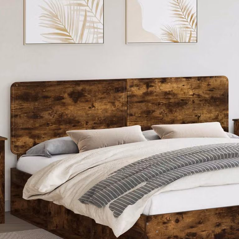 Testiera per letto moderna vidaXL in legno ingegnerizzato color rovere fumo