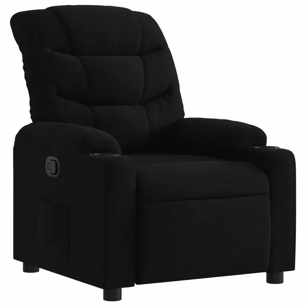 Poltrona Reclinabile Relax vidaXL in Tessuto Nero con Braccioli e Leva Manuale – 2