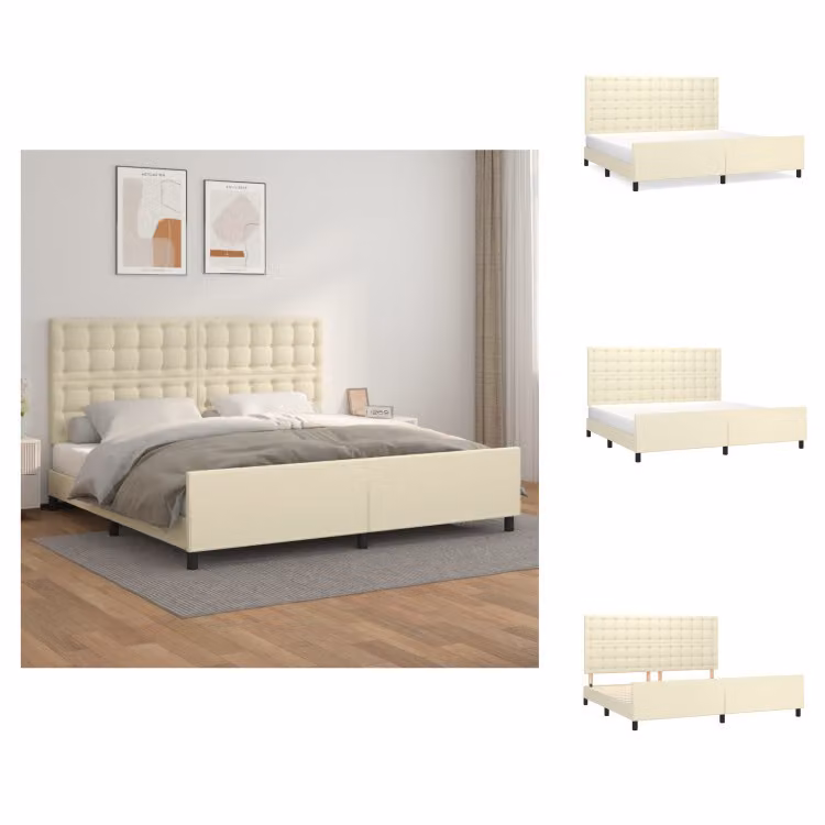 vidaXL Struttura letto con testiera crema 200x200 cm in Pelle finta - Letti e strutture letto