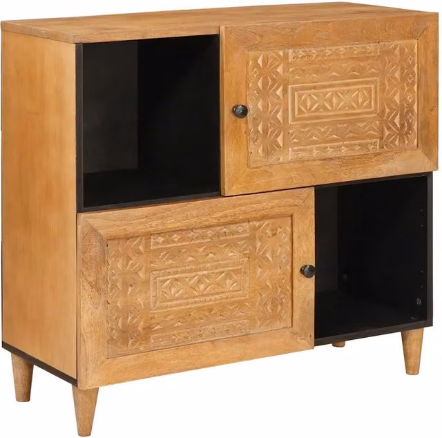 Credenza moderna vidaXL in legno di mango massello marrone L: 80 cm, P: 33 cm, H: 75 cm – 1