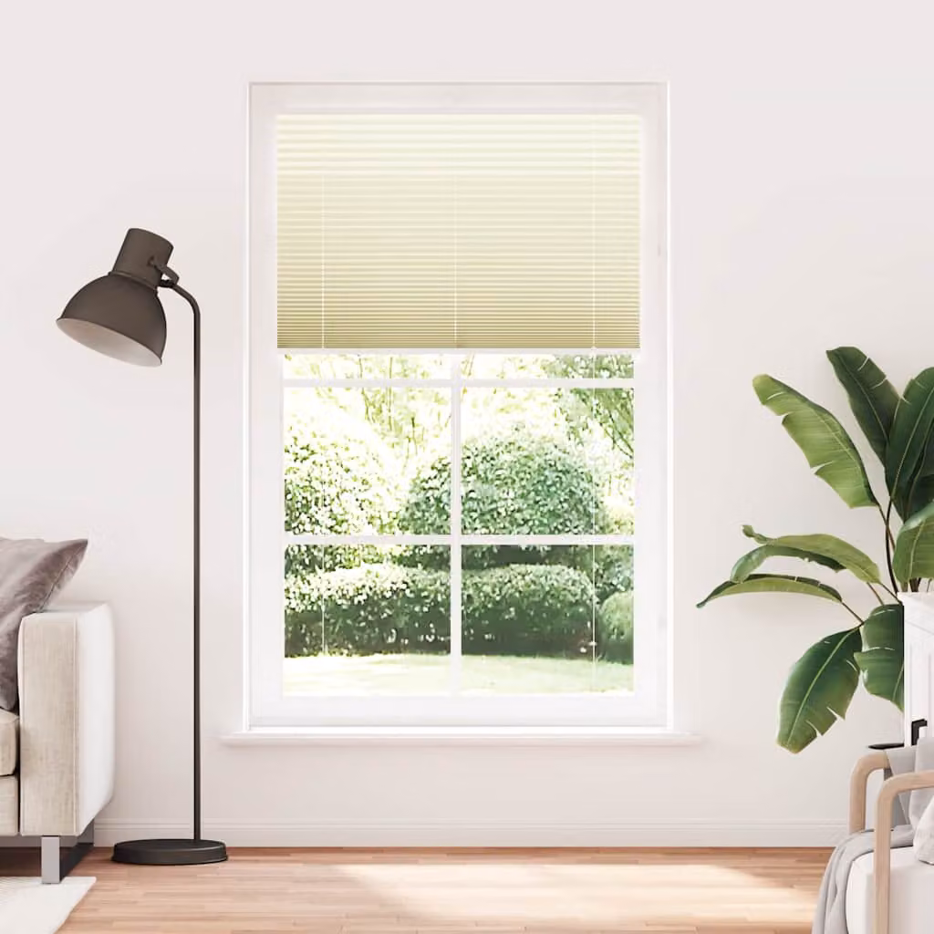 vidaXL Tenda Plissettata Crema 120x200 cm Larghezza Tessuto 119,4 cm