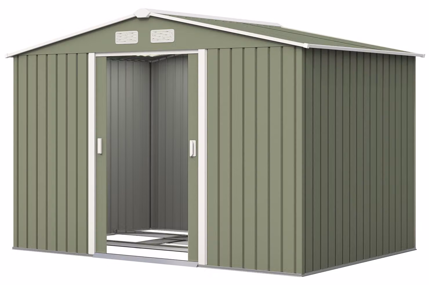 Casetta per attrezzi Outsunny, verde chiaro, 277 x 195 x 192 cm