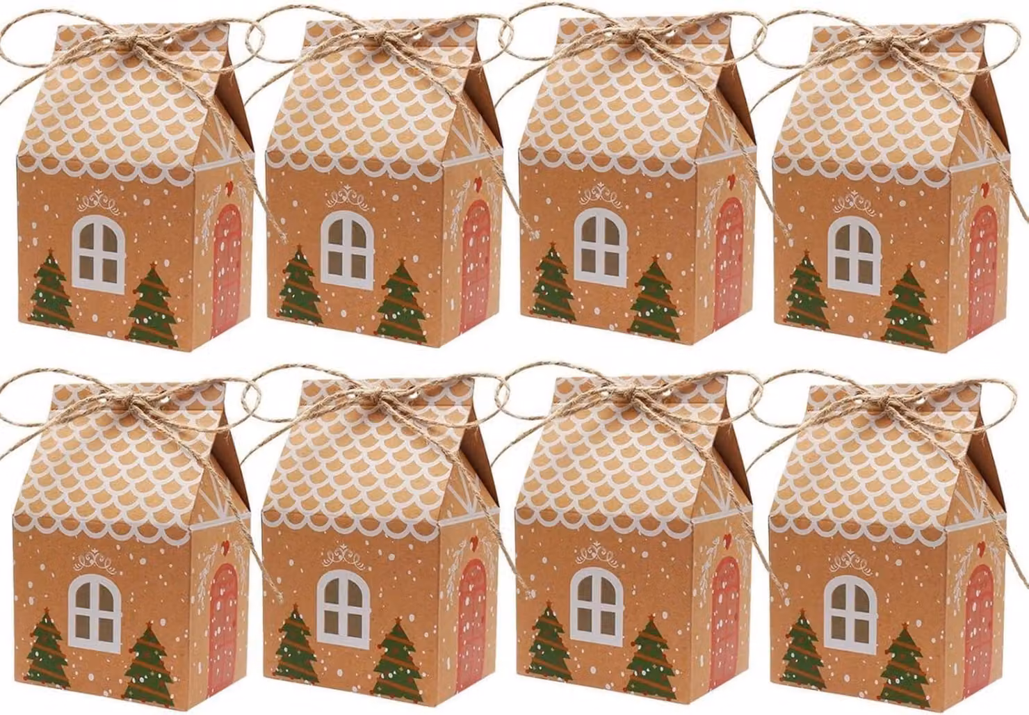 scatola regalo da 24 pezzi Calendario dell'avvento natalizio casetta carta kraft corda di canapa