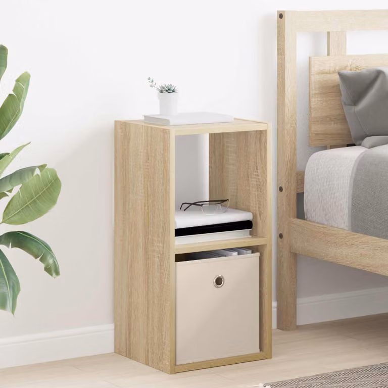Comodino vidaXL in Rovere Sonoma e Legno MDF, Colore Beige/Marrone, L 30,5 cm x P 27 cm x H 59,5 cm