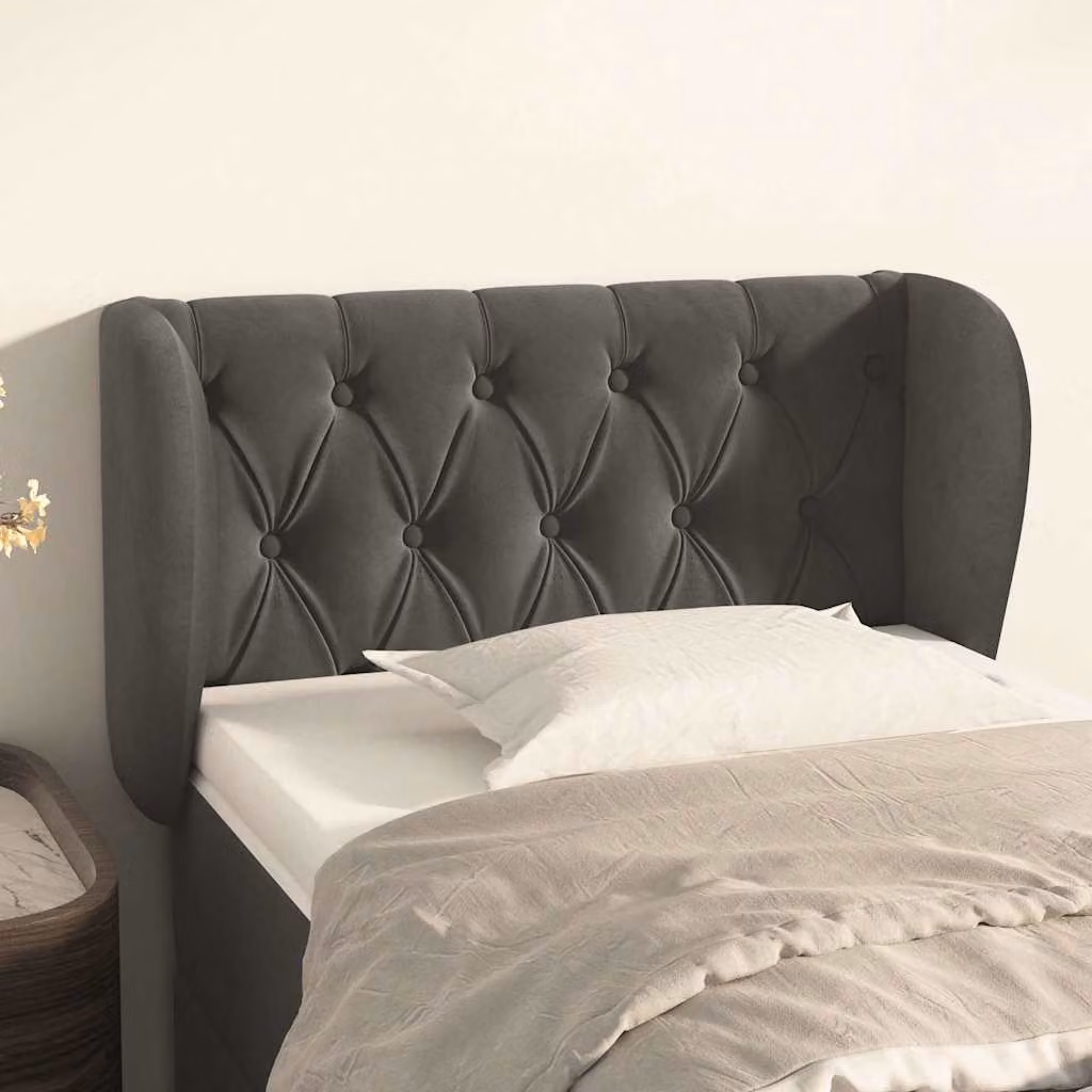 Testiera ad orecchio vidaXL in velluto grigio scuro L: 83 cm, P: 23 cm, H: 78-88 cm