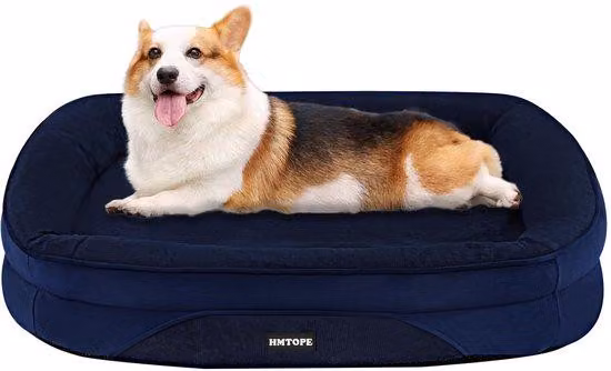Cuccia ortopedica per cani, cuscino per cani, imbottitura per il collo su quattro lati, fondo antiscivolo, sfoderabile e lavabile, per cani di taglia piccola e media, 90 x 71 x 15 cm, blu navy