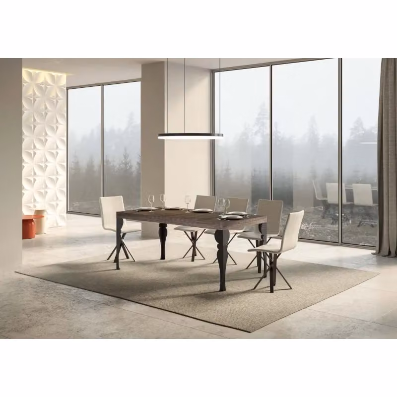 Tavolo allungabile rettangolare Itamoby in stile industrial con struttura in metallo antracite e piano in legno color quercia o frassino, L/P/H: 90 x 77 x 104 cm – 2