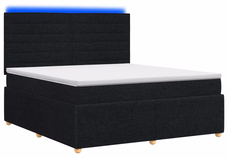 Letto boxspring LED con materasso nero 180 x 200 cm Tessuto