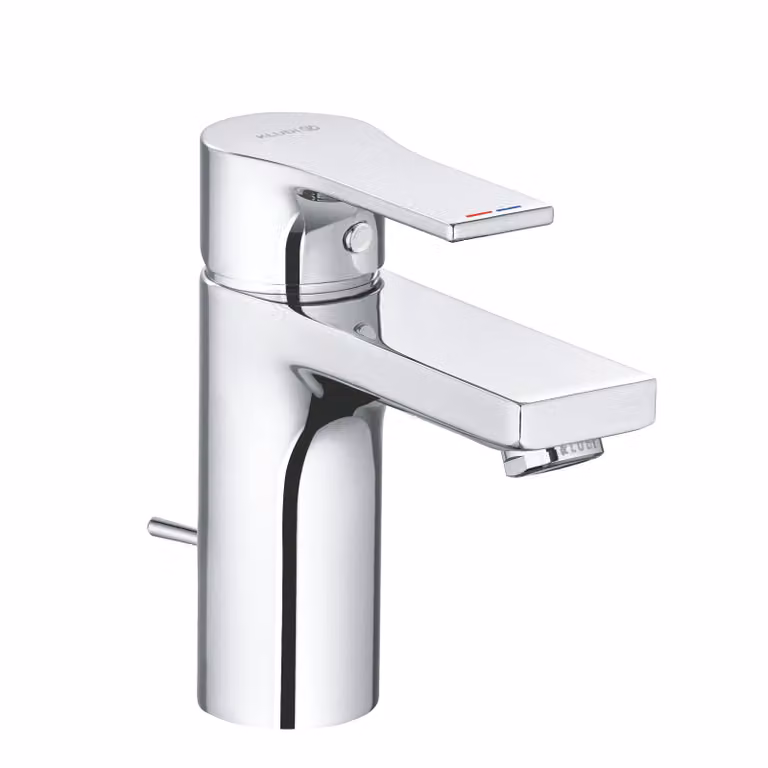 KLUDI ZENTA SL Mitigeur monocommandé pour lavabo, hauteur de bec 100mm, 3.8 l/min, avec garniture d'écoulement en métal, chrome, 482900565WR5, 482900565WR5
