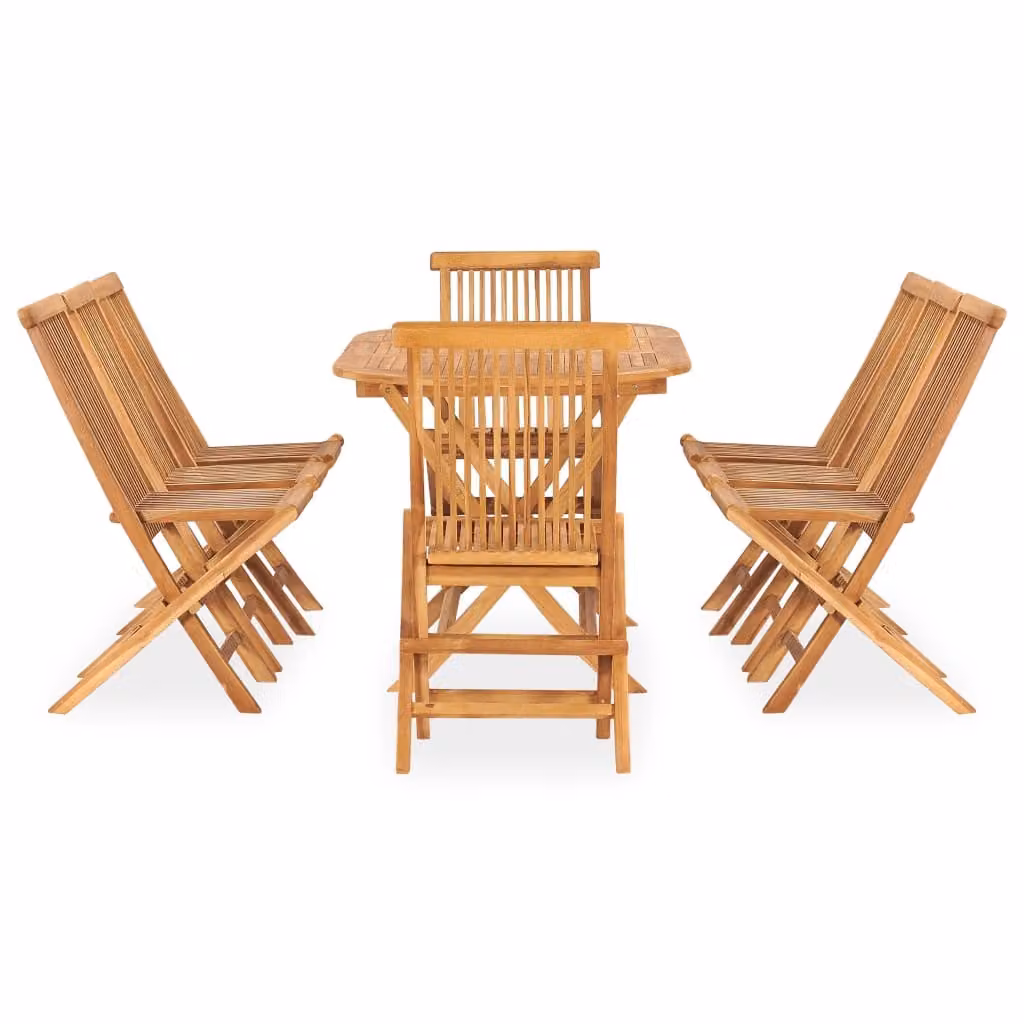 vidaXL Set da pranzo da giardino pieghevole in legno massello di teak, 9 pezzi
