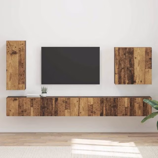 Set di Mobiletto da TV a Parete 6 pz Legno vecchio 3408950