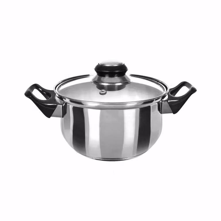 Casseruola in acciaio inossidabile con coperchio in vetro GUSTO CASA Linea Stile Mediterraneo, colore argento, diametro: 22 cm