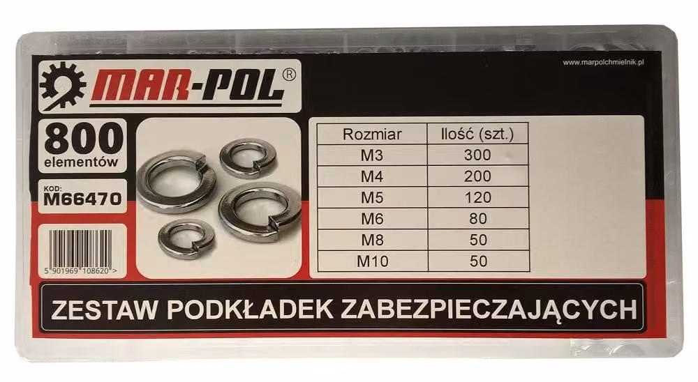 MAR-POL Rondella di sicurezza, set da 800 M66470