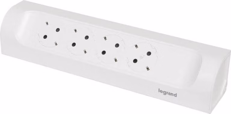 Legrand 694503, Presa multipla angolare, bianco. Presa multipla senza interruttore, Presa multipla con 4 prese di corrente, Presa multipla senza fili.