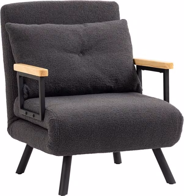 Letto Singolo Pieghevole Convertibile 4 in 1 Minimal in Tessuto Bouclé Grigio L: 63 cm, P: 73 cm, H: 81 cm