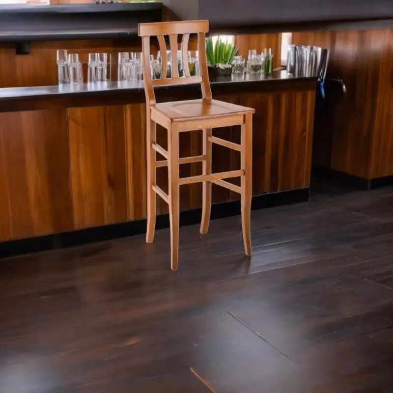 Sgabello classico in legno di faggio color marrone Mobili 2G L/P/H: 46 x 45 x 115 cm – 2