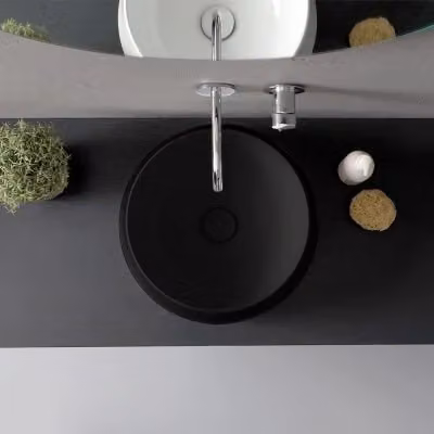 Lavabo da appoggio tondo in ceramica nero opaco Aris Diametro: 42 cm – 2