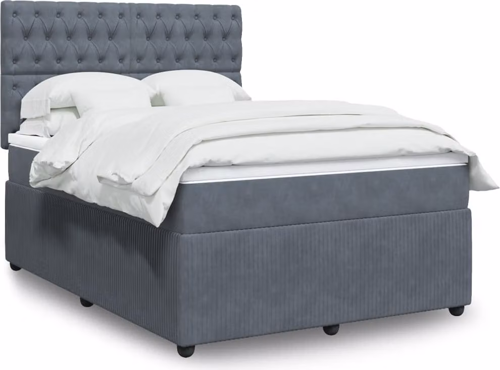 Maison Exclusive - Giroletto a Molle con Materasso Grigio Scuro 160x200 cm Velluto