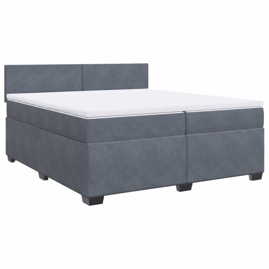 Giroletto a Molle con Materasso Grigio Scuro 200x200 cm Velluto