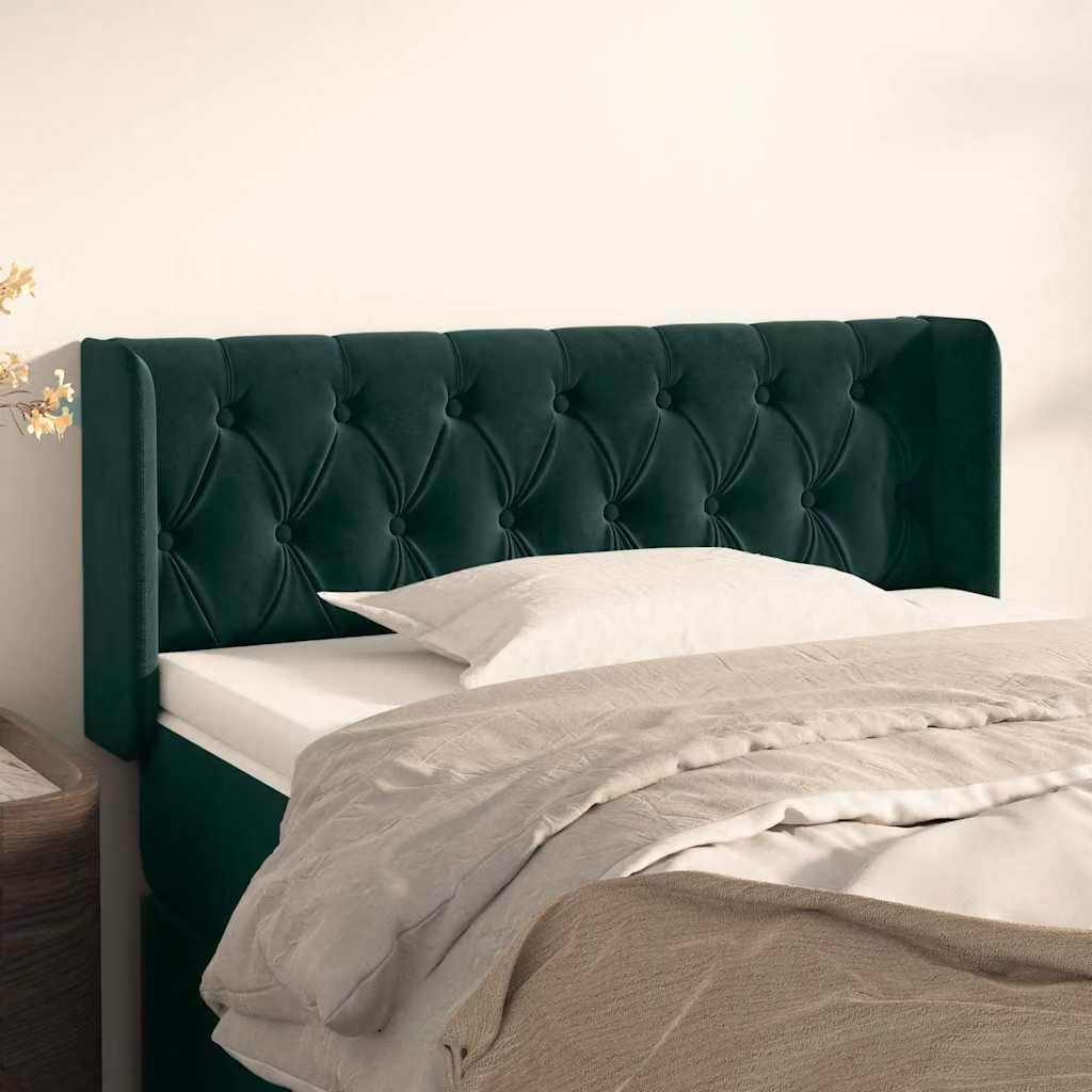 Testiera ad orecchio vidaXL in velluto verde scuro L: 93 cm, P: 16 cm, H: 78-88 cm