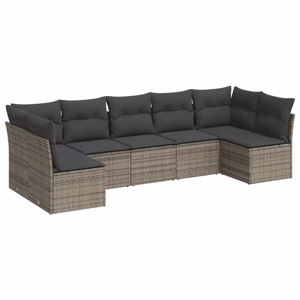 Set di divani da giardino VIDAXL in polyrattan grigio con cuscini, design moderno a L per 7 persone – 2