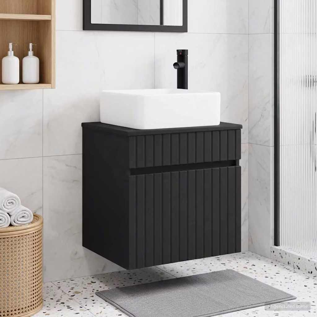 Mobile lavabo da parete vidaXL Nero opaco L: 49 cm, P: 41 cm, H: 63 cm