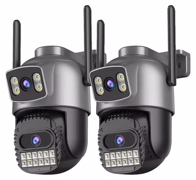 Telecamera di sicurezza, risoluzione 10 MP, connettività Wi-Fi dual-band, 2 telecamere da 10 MP, spina UE