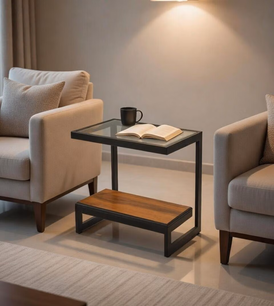 Tavolino da salotto moderno, minimalista, nero, elegante, di classe, confortevole