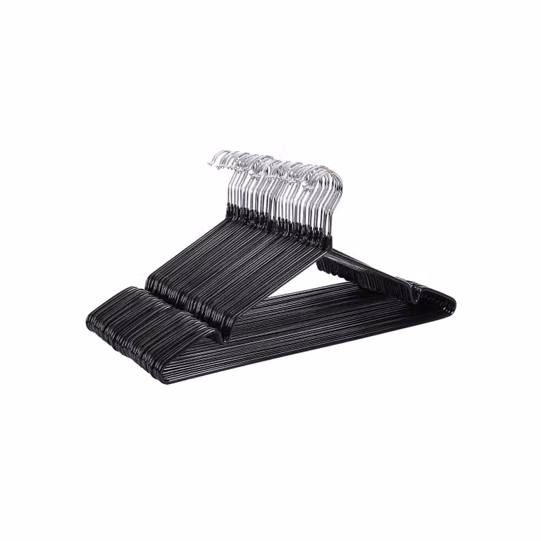 Grucce Appendiabiti in Metallo con Rivestimento in PVC, Nero